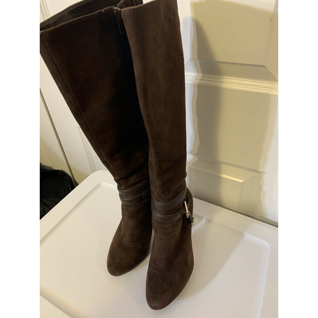 Antonio Melani Boots Brown Leather Zipper Size 7.5 M Us Women's
